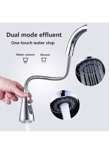 Musluk Püskürtme Kafasını Aşağı Çekin Mutfak Musluk Memesi Lavabo Bataryası Yedek Kafa modelleri