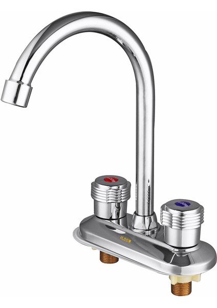 Mutfak Su Musluğu Çift Kolu Musluk 360 ° Döner Borulu Evye Lavabo Bataryası Banyo fırsatları