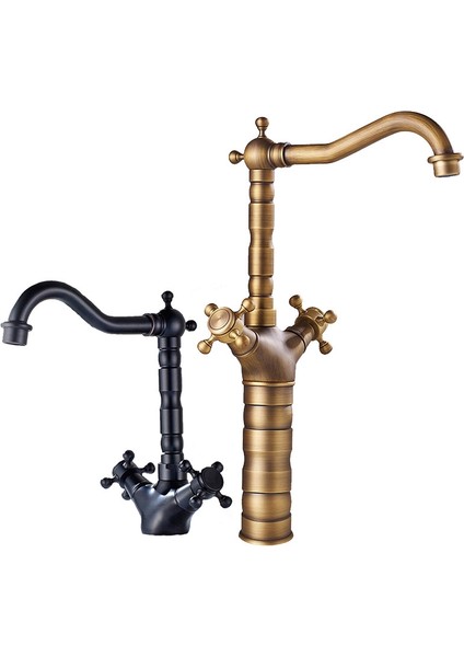 Antik Lavabo Br Musluklar Banyo Lavabo Bataryası Güverte Bataryası Döndür Tek Kolu Sıcak ve Soğuk Su Mikser Muslukları Vinç Musluğu -S fiyatları