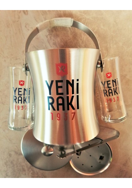 Sanat Taciri 1937 2 Rakı Bardağı + Rakı Buz Kovası Maşa Hediyeli