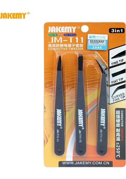 Guangdong Spirit Profesyoneljakemy JM-T11 3 Adet Anti-Statik Cımbız Seti Triad Fix Onarım Aracı Kiti iPhone Akıllı Telefon Tabletler Elektronik Bileşenler(Yurt Dışından)