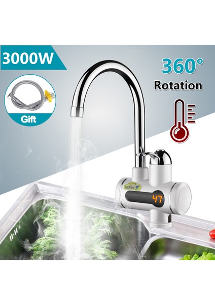 Pratik 220V 3000W Tankless Elektrikli Anında Sıcak Su Isıtıcı Musluk Mutfak Isıtma Musluğu