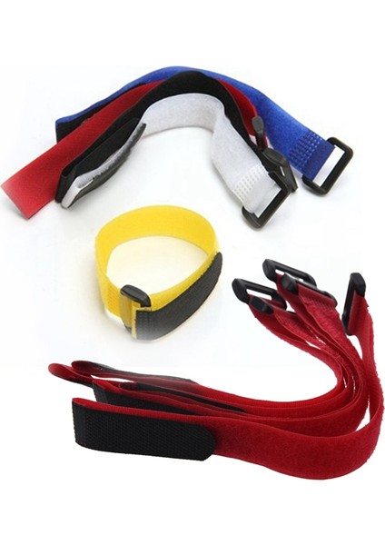 Lipo Için 5 Adet 27CM Sihirli Bant Kemer Bant Fastenerrc Uçak Siyah Kırmızı & 5 x Renkli Evrensel Kayış Dağ Bisikleti Bisiklet Pompası Gömme Kemer