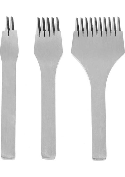 3.0mm Beyaz Çelik Düz Keski Deri El Sanatları Araçları Delgeç Kiti Diy Aracı 2 Prong/5 Prong/10 Prong