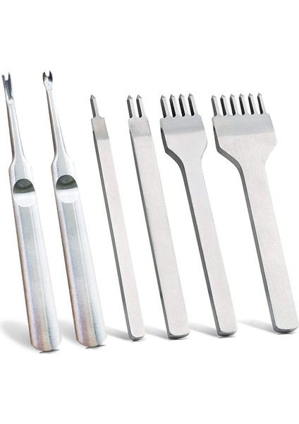 Adet 1/2/4/6 Prong Dıy Elmas Lng Dikiş Keski Seti Deri Kenar Skiving Dıy Craft Aracı, Endüstriyel Sınıf Biz Çelikler Deri El Sanatları Kitleri - Sağlam Dayanıklı (4mm)