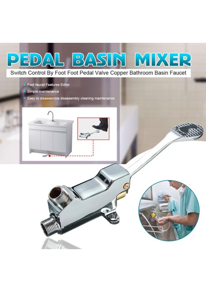 Yeni Zemin Ayak Pedalı Vana Kontrol Musluk Anahtarı Tek Havzası Paslanmaz Çelik Musluk Zemin Anahtarı Hastane Otel Banyo Malzemeleri -
