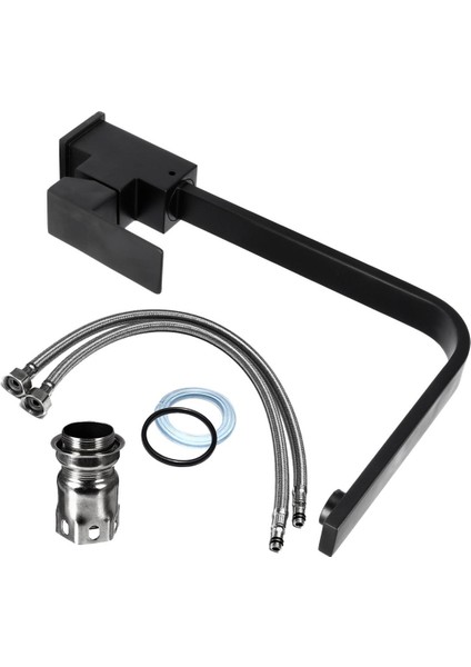 Modern Kare Evye Bataryaları Tek Kolu Lavabo Bataryası Döner Siyah Musluk Aksesuarları - fiyatları