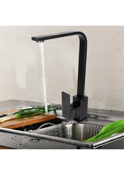 Modern Kare Evye Bataryaları Tek Kolu Lavabo Bataryası Döner Siyah Musluk Aksesuarları - fırsatları