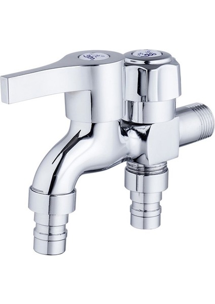 Çift Bahçe Musluğu Çamaşır Makinesi Musluğu Çift Ev Önlüğü Musluğu Kullanarak - Gümüş(Yurt Dışından)