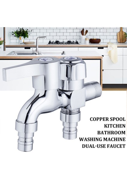 Çift Bahçe Musluğu Çamaşır Makinesi Musluğu Çift Ev Önlüğü Musluğu Kullanarak - Gümüş(Yurt Dışından) indirimleri