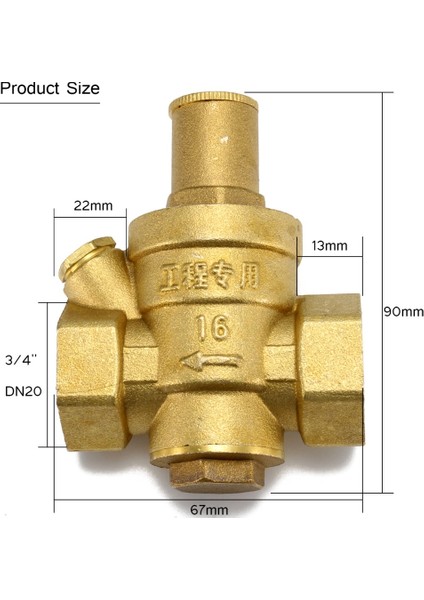 Faydalı Araçlar DN20 3/4'' Ayarlanabilir Pirinç Su Basıncı Regülatörü Düşürücü W/ölçer Ölçer