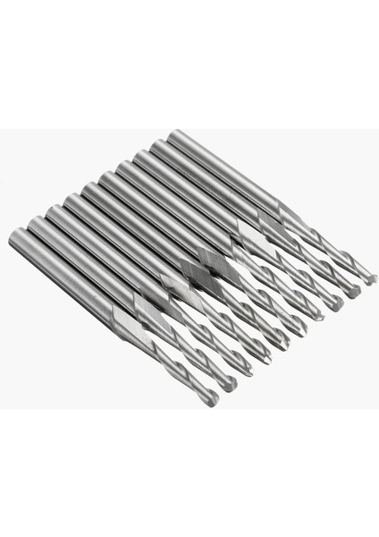 10 Adet Flüt Karbür Bilyalı Burun Uçlu Freze Değirmenleri Yönlendirici Uçları 3.175 x 2mm