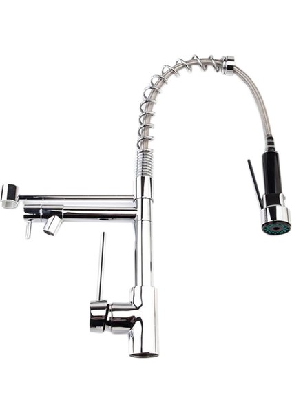 Düz Pull Down Püskürtücü Mutfak Bataryası Fırçalanmış Nikel Tek Delik Kolu Güverte
