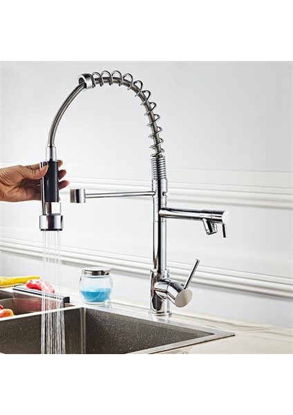 Düz Pull Down Püskürtücü Mutfak Bataryası Fırçalanmış Nikel Tek Delik Kolu Güverte fiyatları