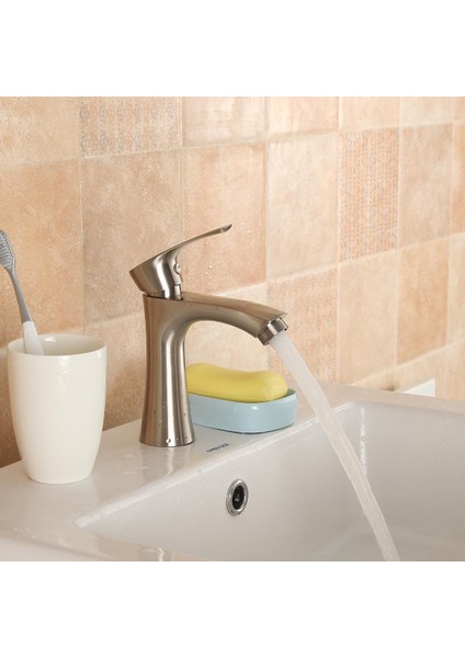 Tek Delikli Tek Kulplu Lavabo Bataryası Soğuk Su Banyo Lavabosu Fırçalı Nikel Musluk - indirimleri