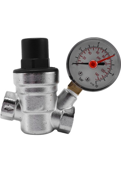 1/2 Inç Su Basınç Regülatörü Göstergeli Basınç Koruma Valfi Musluk Suyu Basıncı Düşürücü Valf DN15, Basınç Regülatörü