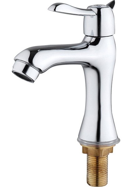 Dönebilen Soğuk Mutfak Su Yuvası Musluk Musluğu Bakır Su Vanası Tek Delikli - Gümüş