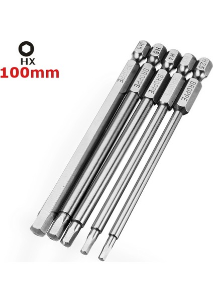Aracı Broppe 5 Adet 100MM H2.5-H6 Altıgen Başlı Tornavida Ucu 1/4 Inç Altıgen Şaft Manyetik Tornavida Uçları fiyatları