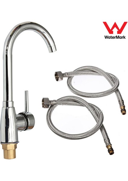 Pratik Tapcet G1/2'' 180° Dönebilen Mutfak Banyo Havzası Evye Bataryası Prinç Krom Sıcak / Soğuk Su Mikser Musluğu fırsatları