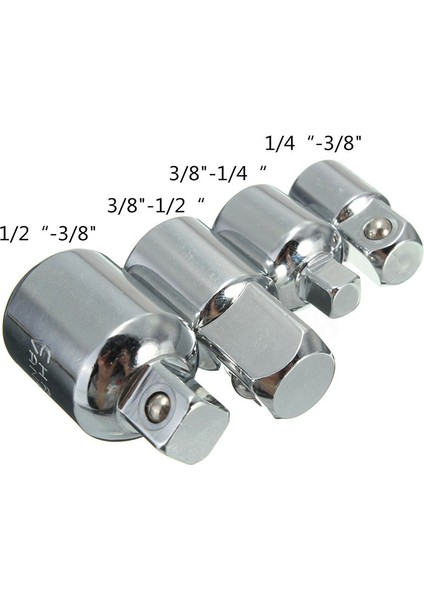 4 Adet Cırcır Anahtar Soket Adaptörü Dönüştürücü Redüktör Çelik 1/2 Inç 1/4 Inç 3/8 Inç