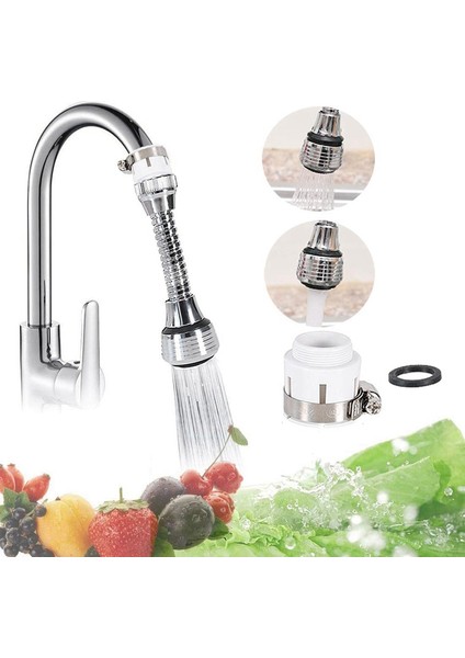 Quanbu 2X360 Derece Dönebilen Döner Musluk Su Tasarrufu Filtre Püskürtücü Banyo Mutfak Dokunun Memesi Filtre Adaptörü