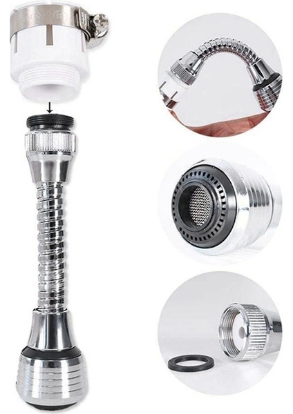 Quanbu 2X360 Derece Dönebilen Döner Musluk Su Tasarrufu Filtre Püskürtücü Banyo Mutfak Dokunun Memesi Filtre Adaptörü modelleri