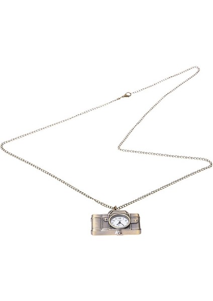 Sodıal(R) Vintage Stil Kamera Cep Saati Madalyon Kolye Kuvars Uzun Kolye - Bronz modelleri