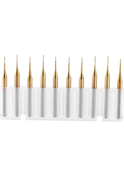 10 Adet 3.175 mm Şaft Titanyum Kaplama Tungsten Karbür Parmak Freze Gravür Matkabı Için Mısır Uç Tahtası Cnc Smt Döner Freze