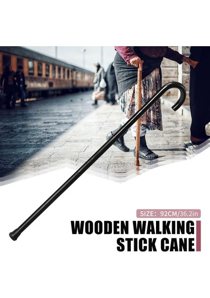 Au 92CM Ahşap Baston Baston Direği Kaymaz Çarpma Saplı Sağlam Deluxe - Siyah fiyatları
