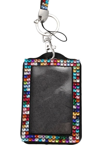 Yapay Elmas Bling Kristal Özel Askı Dikey Kimlik Kartı Tutucu (Renkli) modelleri