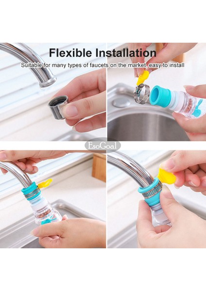 Esogoal Mutfak Muslukları Su Musluk Su Tasarrufu Musluk Lavabo Bataryası Anti Sıçrama Musluk Mutfak Banyo ve Tuvalet Için 360 Derece Dönebilen Musluk indirimleri