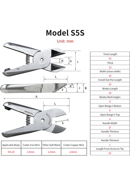 S5S Hava Pnömatik Makası Kesme Makası HS20-S5 Için Kesme Demir Tel 2.6mm Bakır Tel 2mm Metal Tel Makas Yedek Bıçakları Için Kafaları fırsatları