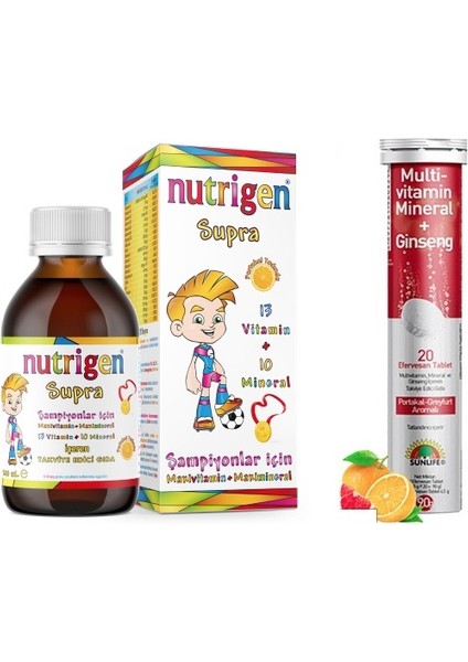 Multivitamin+Maximineral Supra Şurup 200 ml +Yetişkinler Için Mineral + Ginseng 20 Efervesan