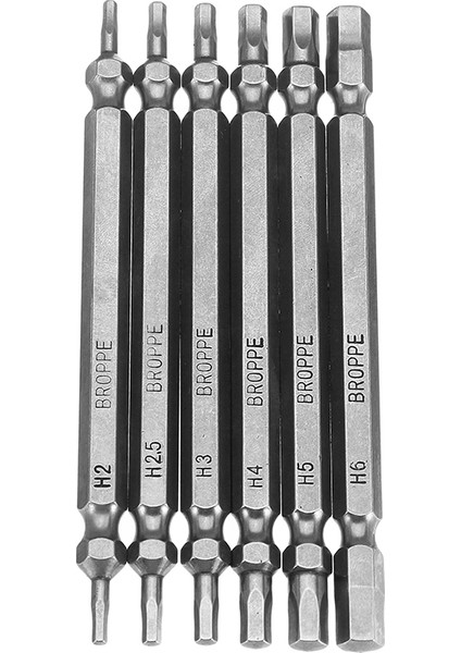 Faydalı Araçlar Broppe 6 Adet Çift Altıgen Başlı Manyetik Tornavida Uçları H2-H6 100MM Uzun 1/4 Inç Altıgen Şaft