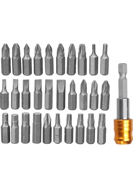 Aracı 31 Adet Tornavida Manyetik Matkap Ucu Seti Vida Güvenlik Torx Altıgen Şaft Crv Çelik