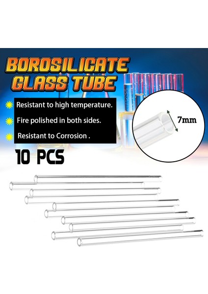 10 Adet Uzunluk 150MM Od 7mm Kalın Duvar 1mm Lab Borosilikat Cam Üfleme Tüpü -(Yurt Dışından)