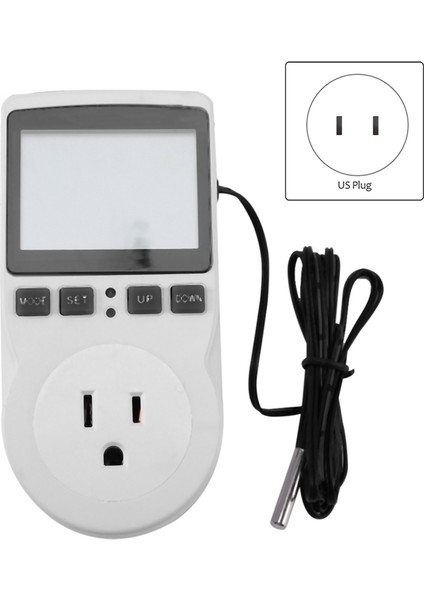 Zaman Anahtarlı Çok Fonksiyonlu Termostat Dijital Sıcaklık Kontrol Cihazı, Sensör Probu Isıtma ve Soğutma Us Plug