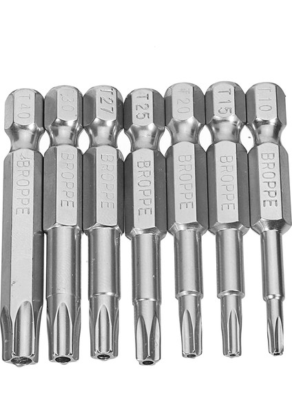 Broppe 7 Adet 50MM Uzunluk Yıldız Manyetik Tornavida Uçları T10-T40 1/4 Altıgen Uçlu Tornavida Seti fiyatları