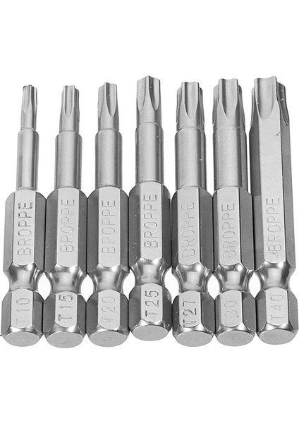 Broppe 7 Adet 50MM Uzunluk Yıldız Manyetik Tornavida Uçları T10-T40 1/4 Altıgen Uçlu Tornavida Seti modelleri