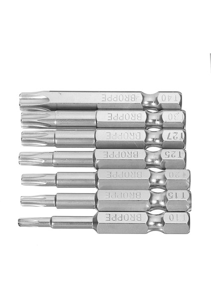 Broppe 7 Adet 50MM Uzunluk Yıldız Manyetik Tornavida Uçları T10-T40 1/4 Altıgen Uçlu Tornavida Seti indirimleri