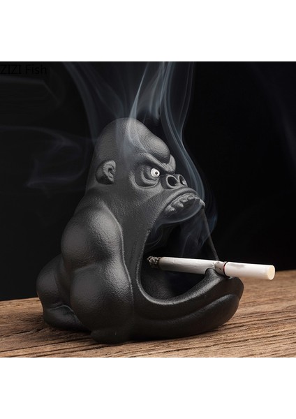 Seramik Karikatür Hayvan Küllük Orangutan Kül Önleyici Araba Büyük Kapasiteli Küllük Oturma Odası Ofis Dekorasyon Hediye