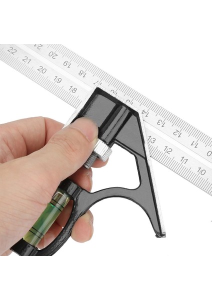 300MM Ayarlanabilir Kombinasyon Kare Açı Cetvel 45/90 Derece Kabarcık Seviyeli
