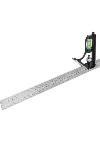300MM Ayarlanabilir Kombinasyon Kare Açı Cetvel 45/90 Derece Kabarcık Seviyeli