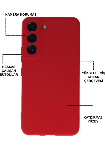 Samsung Galaxy S22 Kapak Kamera Korumalı Içi Kadife Lansman Silikon Kılıf - Pudra