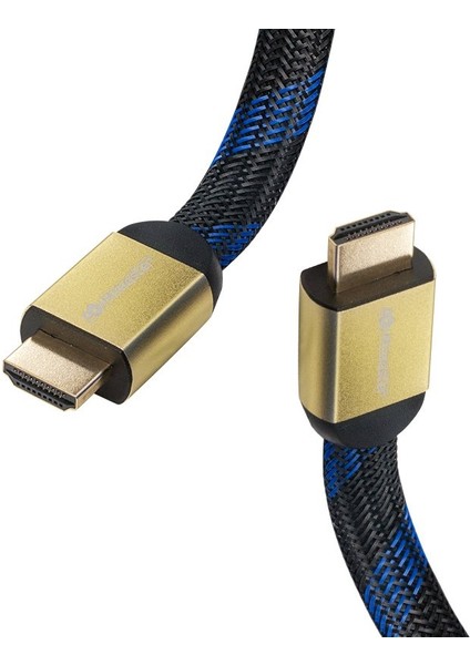 1.8 Metre 3D 4K Uyumlu 1.4V Gold Yassı Örgülü HDMI Kablo