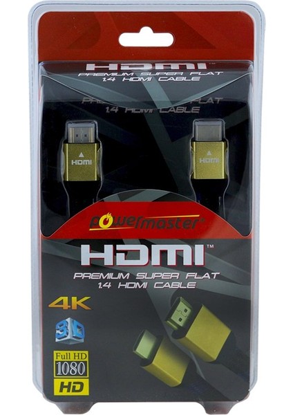 1.8 Metre 3D 4K Uyumlu 1.4V Gold Yassı Örgülü HDMI Kablo