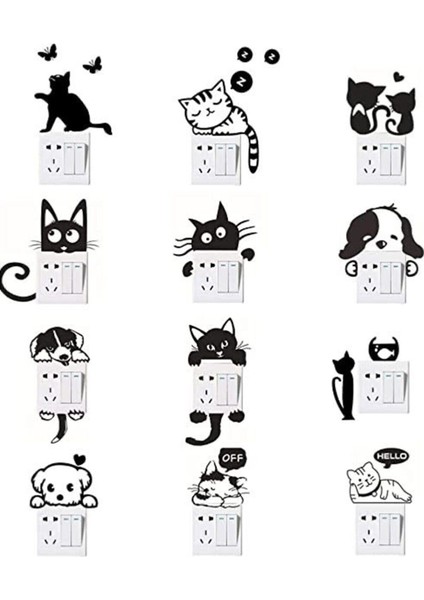 Kt Grup 12LI Kedi Priz Sticker Seti