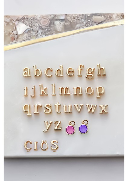 925 Ayar Gümüş Gold Mini Üç Boyutlu A Harfi Kalp Doğum Taşlı Kolye fiyatları