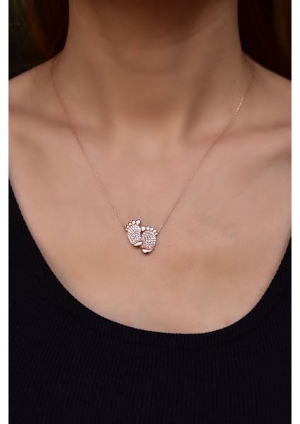 925 Ayar Rose Kaplama Bebek Ilk Adım Kolye modelleri