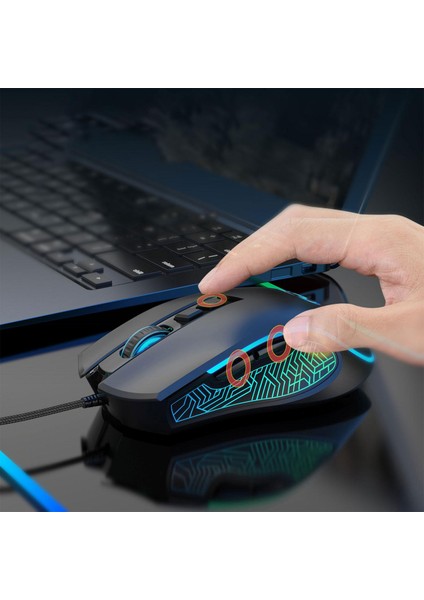 Kablolu USB 2.0 Fare Oyun Fare Mac Bilgisayarlar Için Taşınabilir Windows Siyah